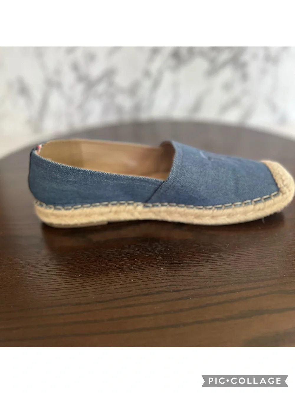 Tommy Hilfiger Blue Denim Canvas Espadrille Slip On Flat Shoes 9.5 Nautical